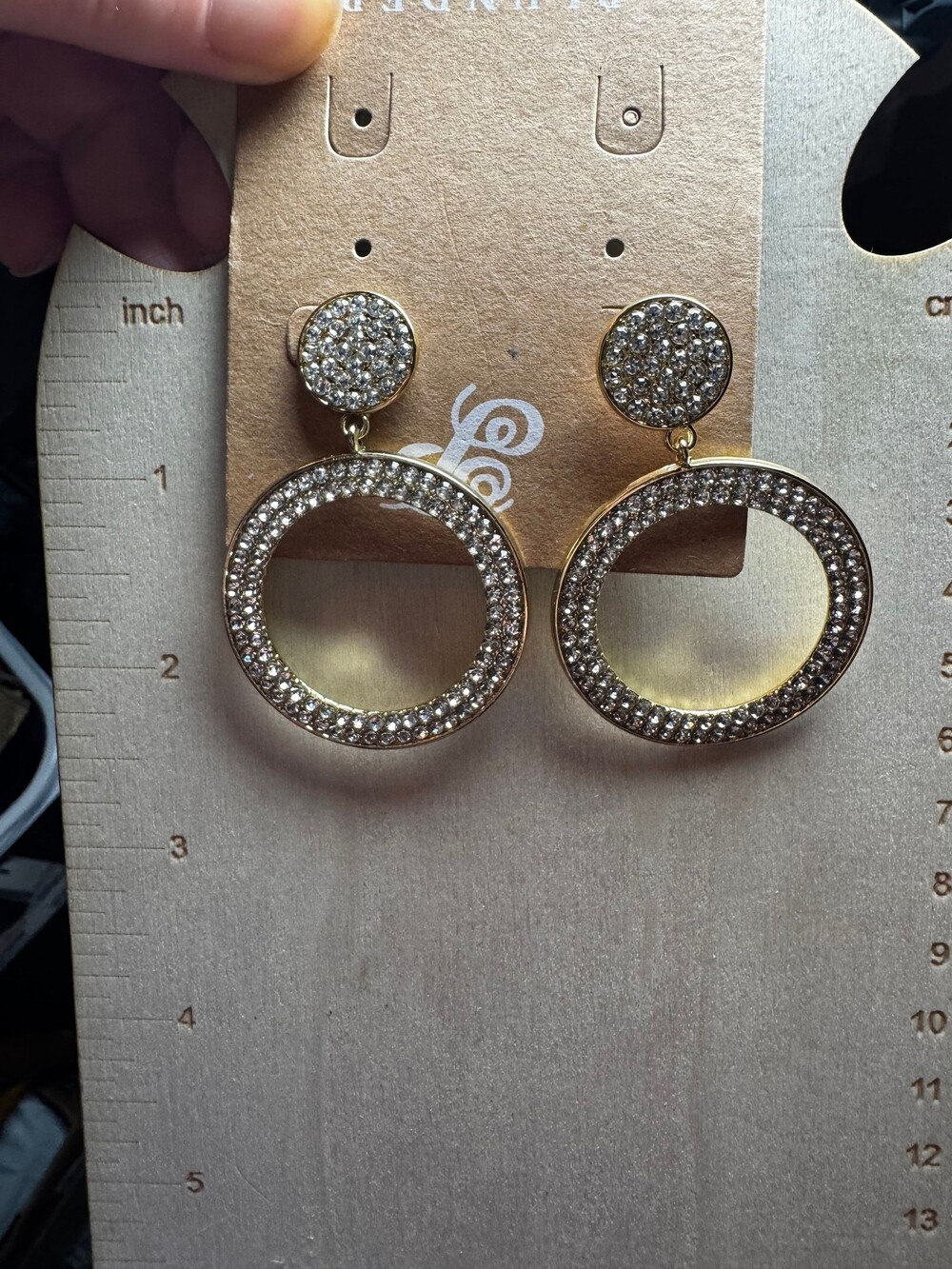★ Plunder Gold Tone Crystal Rhinestone Circle Drop Statement Earrings (Copy)